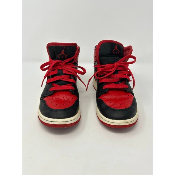 Nike Air Jordan 1 Mid Bred GS DQ8423-060 Youth Size 4.5Y Black Red main image 6